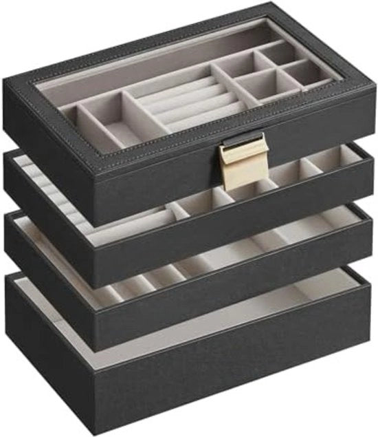 Cassa per gioielli XL - Scatola per gioielli - Porta gioielli - Nero