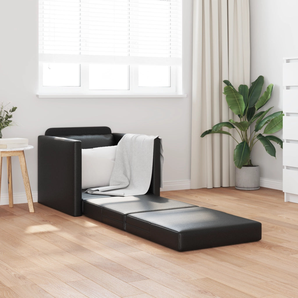 Divano Letto 2-in-1 Nera 74x77x81 cm Pelle Sintetica