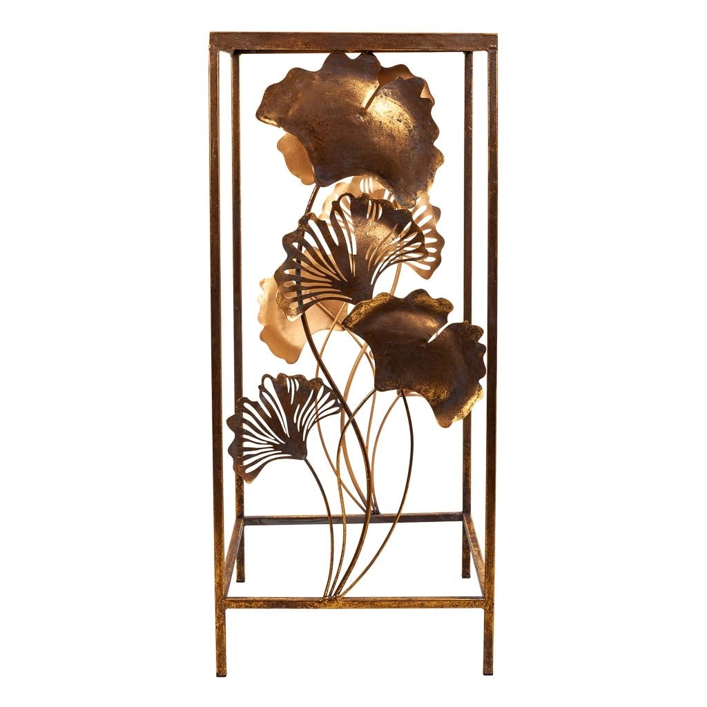 Tavolino angolare in metallo dorato 35x33x76h