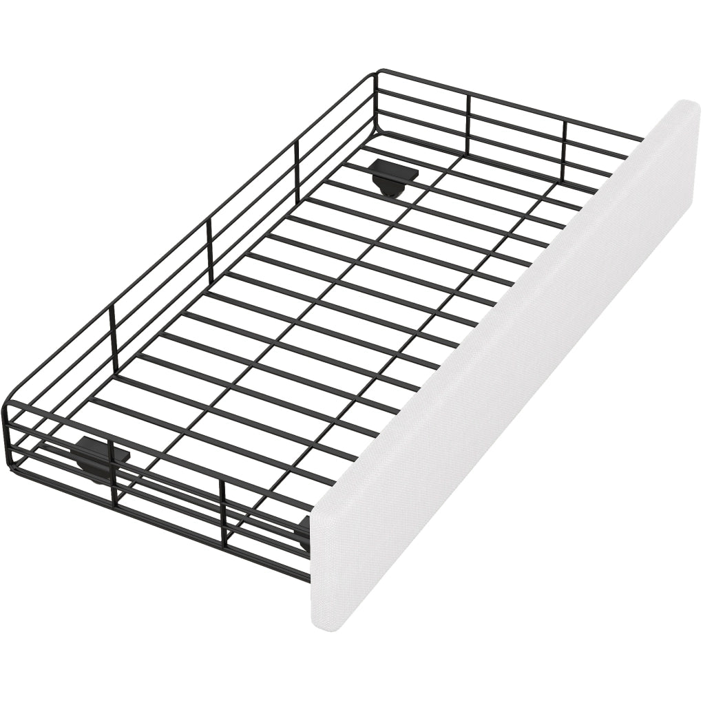 Letto imbottito 90x200 cm con cassetti; bottoni decorativi; MDF; beige chiaro