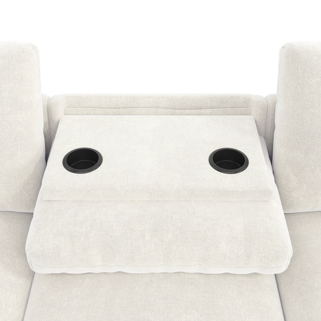 Divano letto angolare L reversibile in ciniglia con contenitore e piano ribaltabile; beige