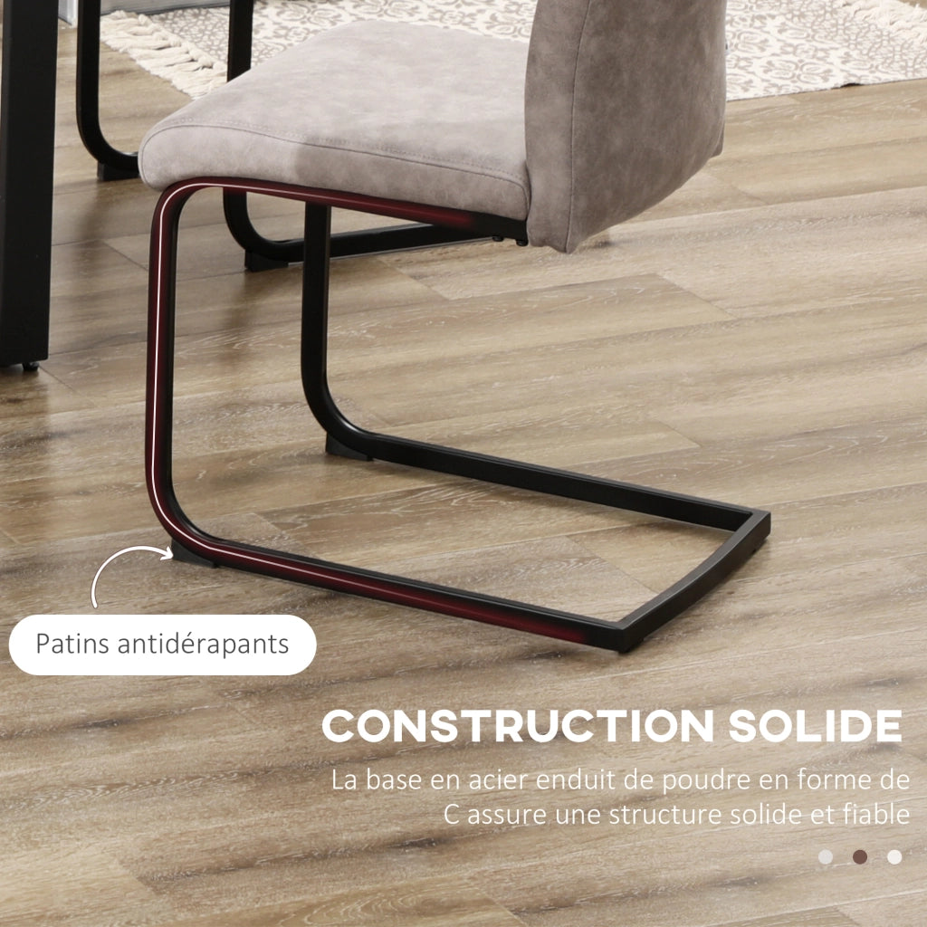 Set di 4 sedie da pranzo con rivestimento in microfibra e gambe in acciaio ¨C zephmum ¨C Grigio 43x58.5x99.5 cm