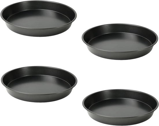 Set di 4 Piastre Rotonde per Pizza e Quiche Ø 28 cm, Smalto Antiaderente