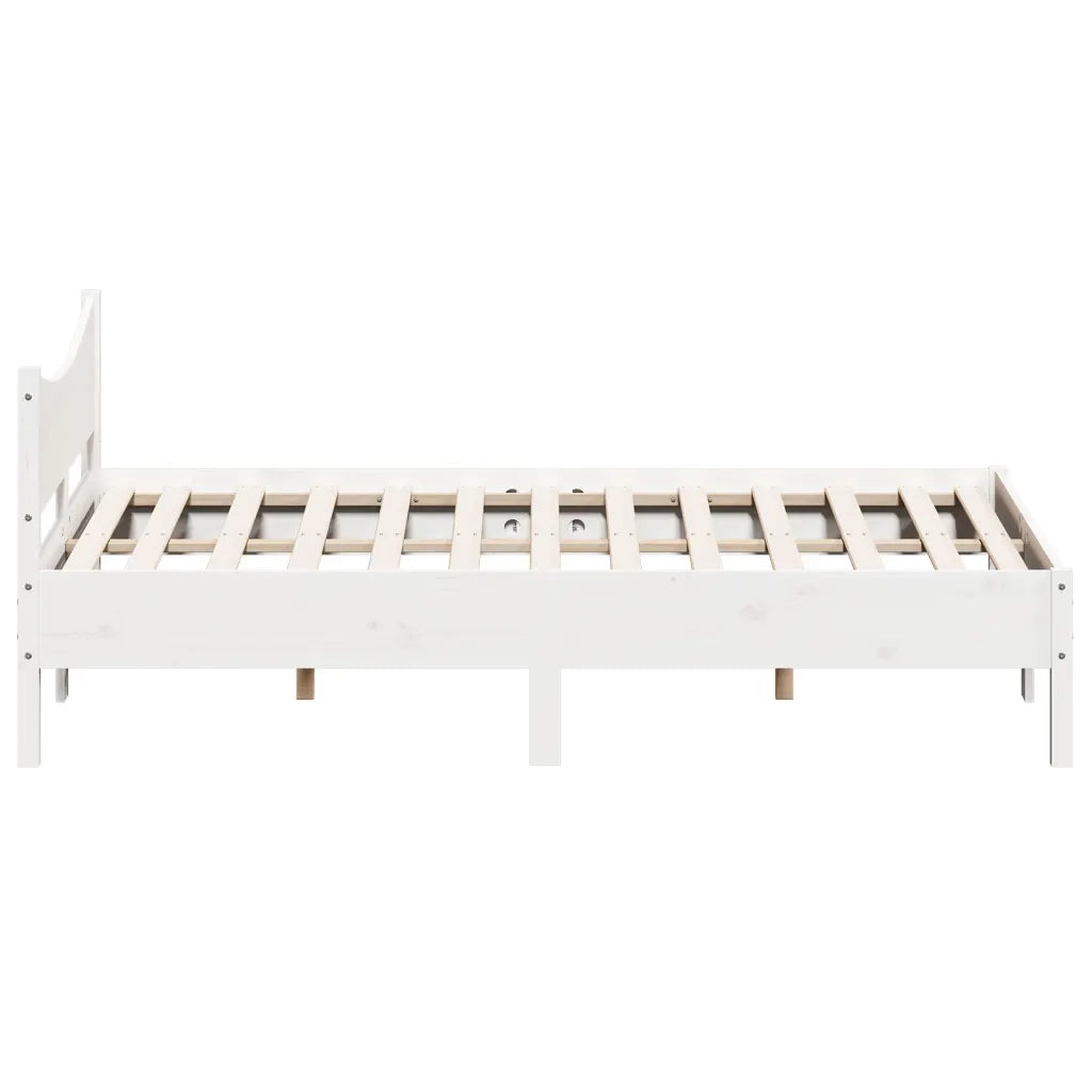 Letto matrimoniale | Letto per adulti | Giroletto senza Materasso Bianco 150x200 cm Legno Massello Pino