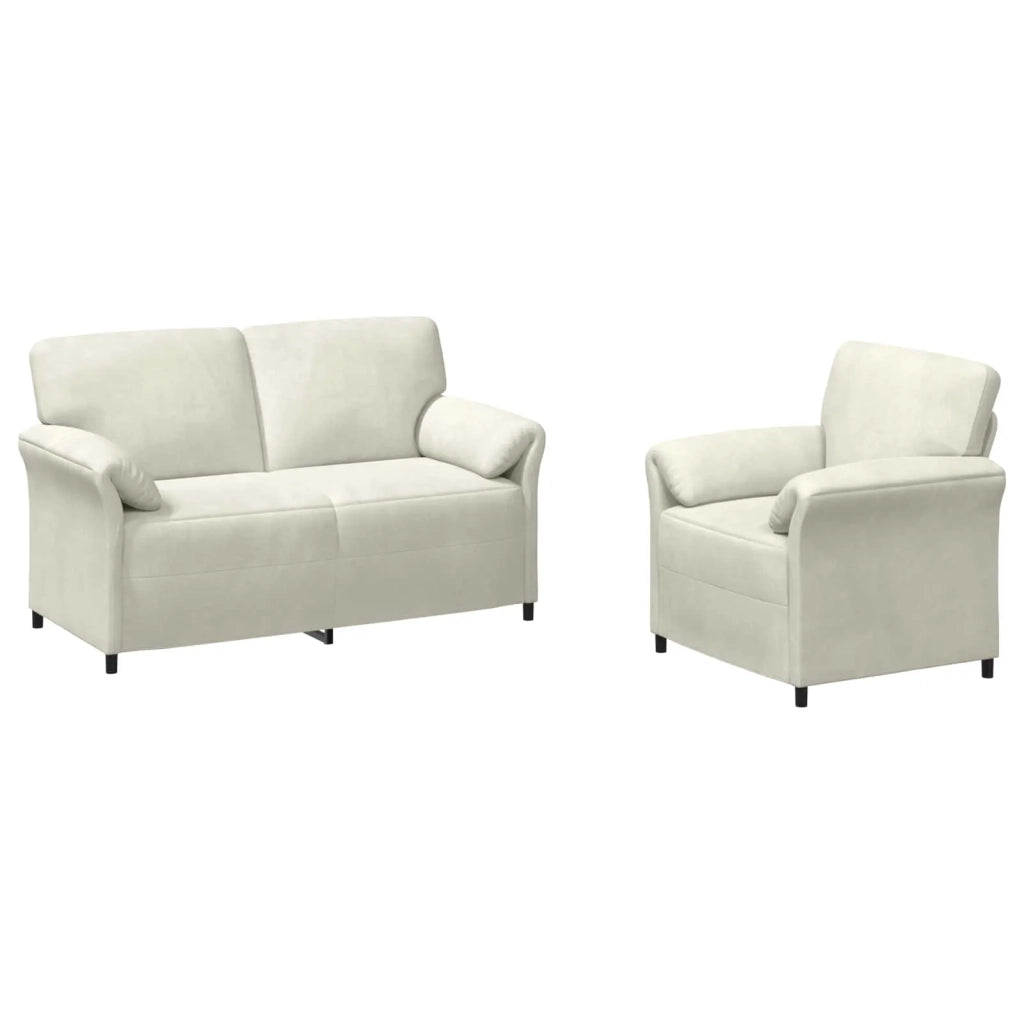 Set di divani 2 pz Crema Velluto 3424907