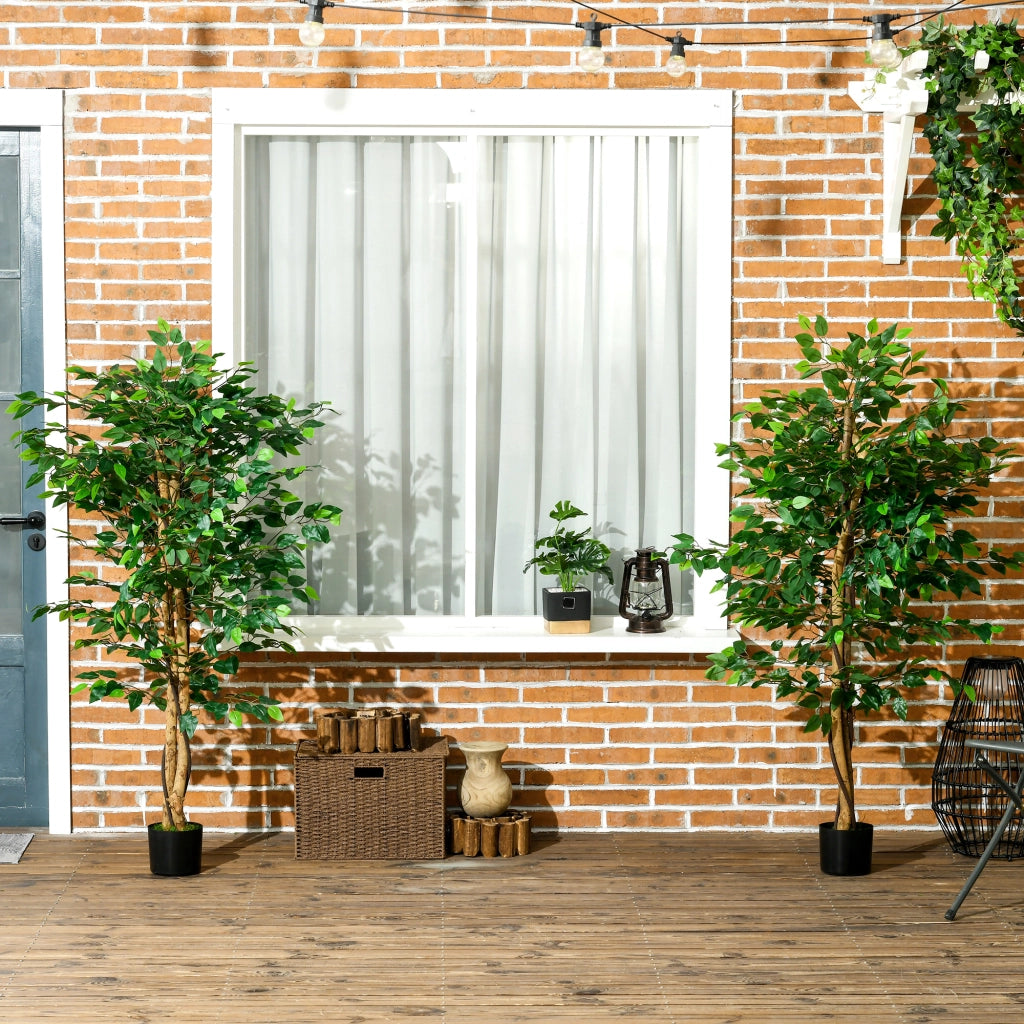 Pianta Finta Ficus 150 cm con Vaso ¨C Zephmum ¨C Verde Realistico Tronco Liane