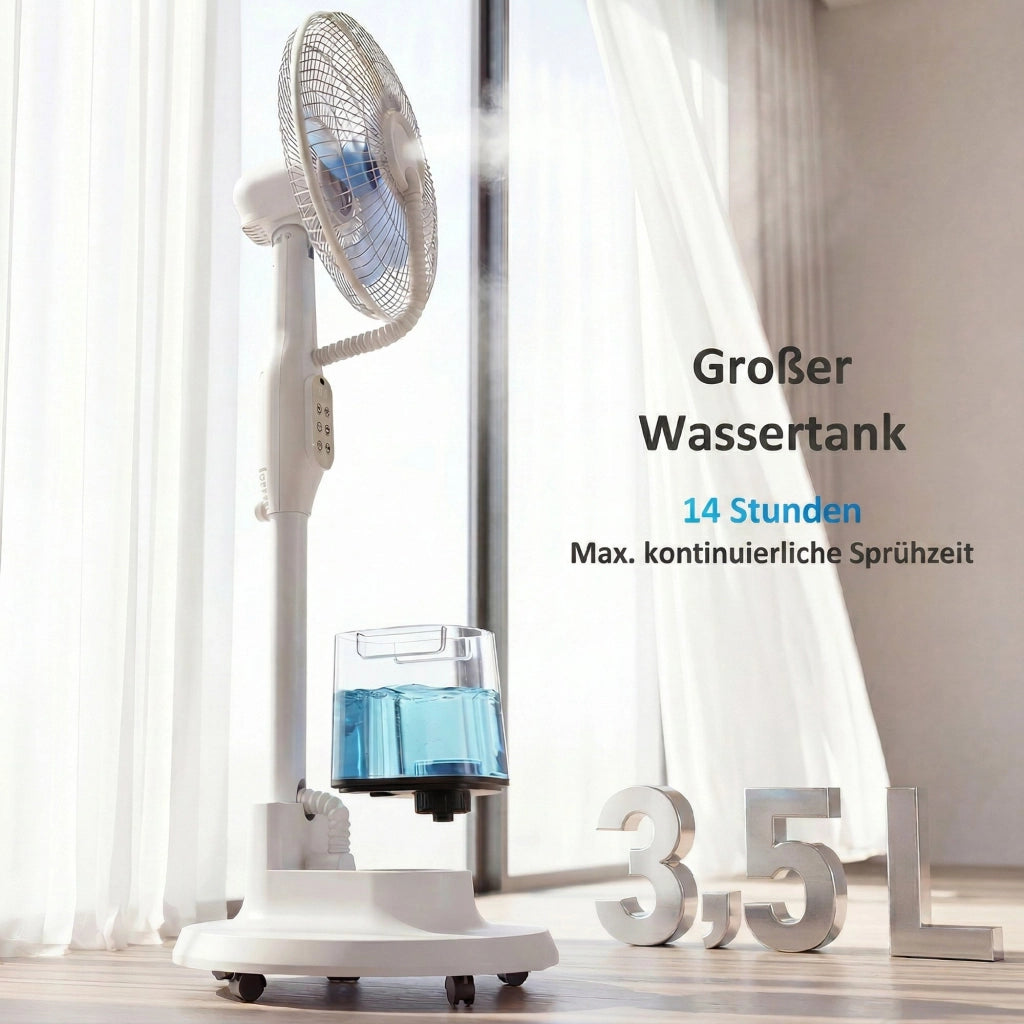 Ventilatore a colonna con nebulizzatore ¨C zephmum ¨C 70¡ã oscillazione, 3 velocit¨¤, 3 modalit¨¤, serbatoio 3.5L, bianco