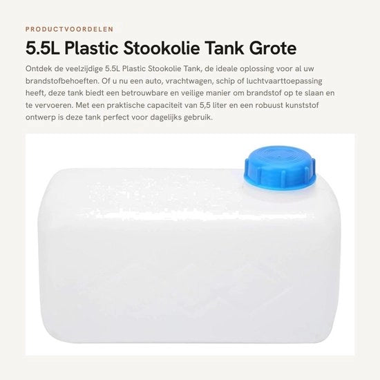 Contenitore di Olio 5,5L Grande Capacità - Serbatoio in Plastica - Tanica di Carburante - Auto/Trattori/Navi - Leggero - 28,5x14x14cm - Tanica di Carburante