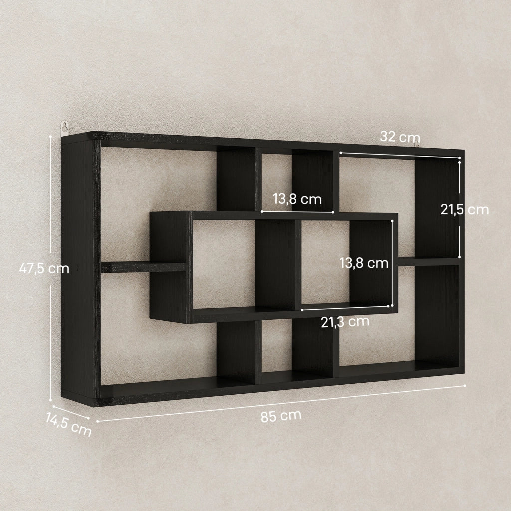 Libreria a Parete con 8 Cubi ¨C zephmum ¨C 85x14.5x47.5 cm Nero