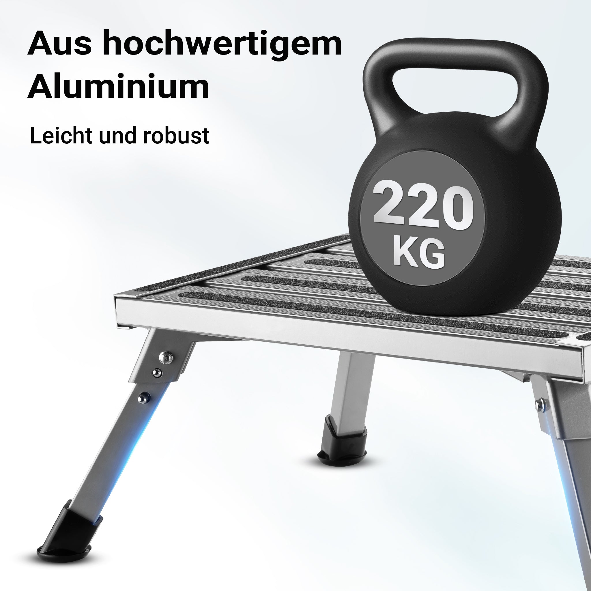 Scalino camper pieghevole in alluminio fino a 220 kg, antiscivolo, Scaletta per roulotte