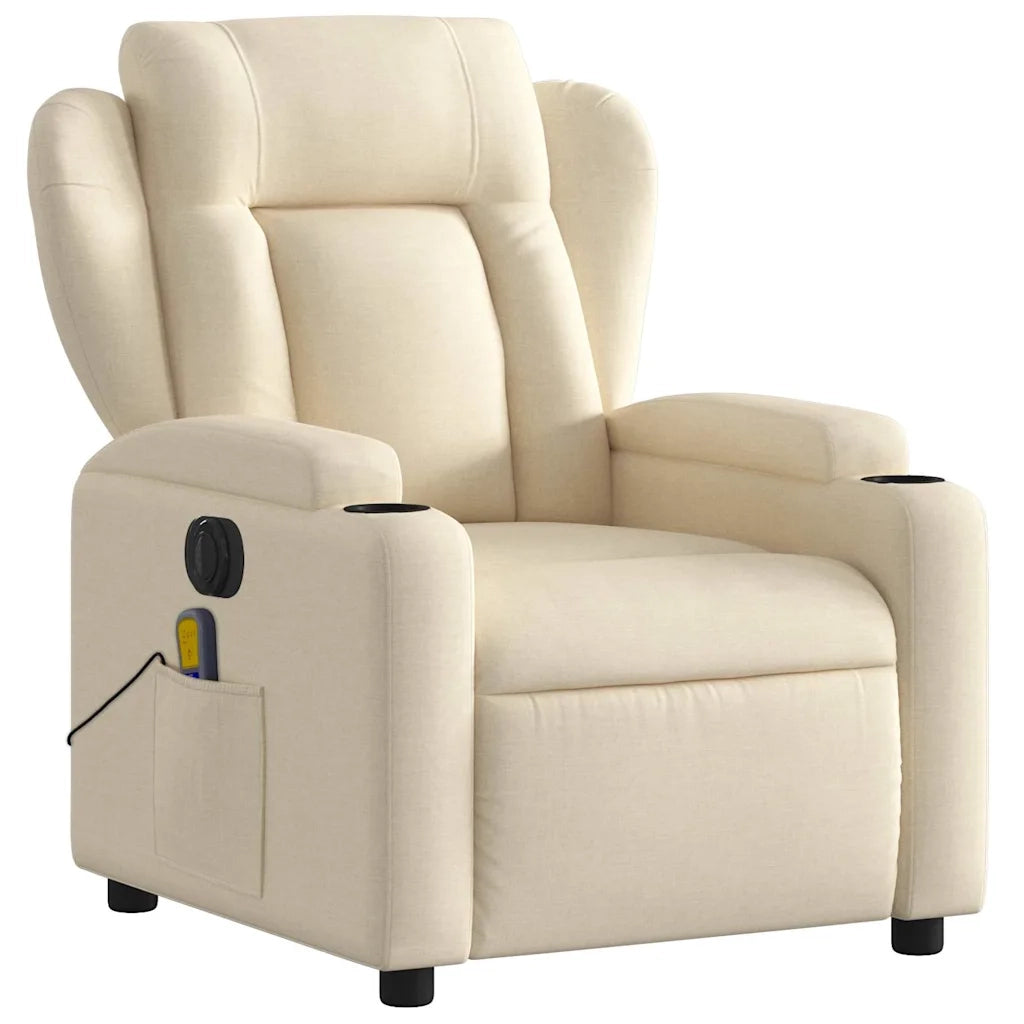 Poltrona Reclinabile Massaggiante Elettrica Crema in Tessuto 3204479
