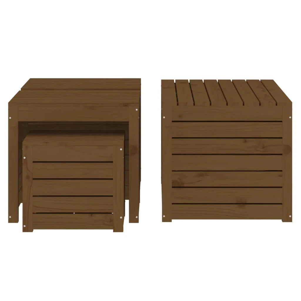 Set di 4 contenitori da giardino in legno massello di pino marrone miele 02_0013182