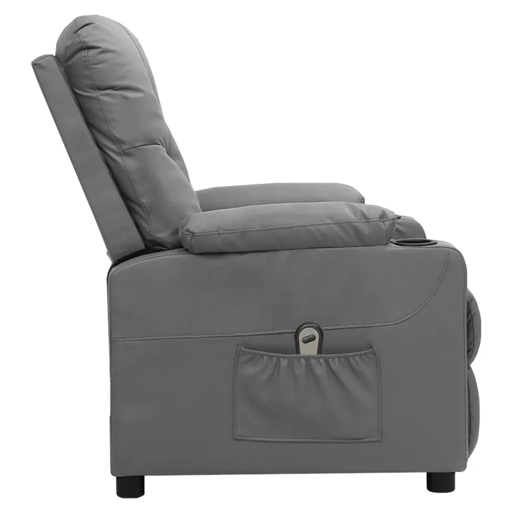 Poltrona Reclinabile Elettrica Grigia in Similpelle 3098867