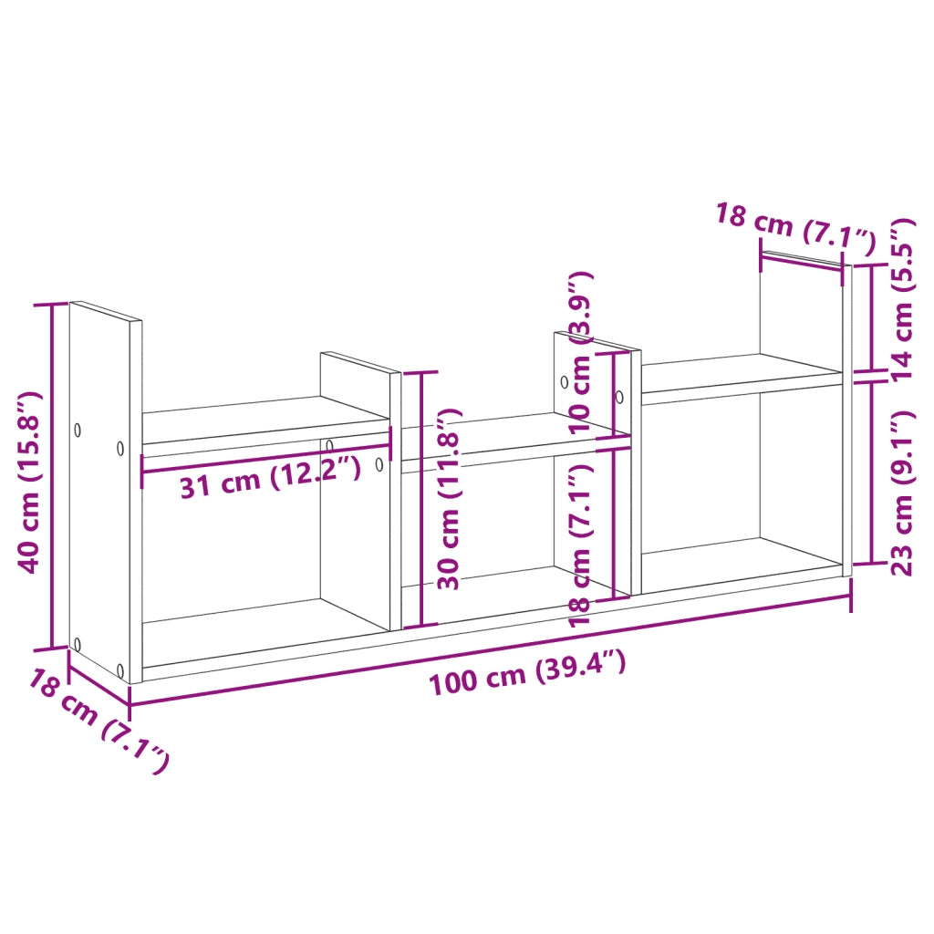 Mobile a Parete 100x18x40 cm Nero in Legno Multistrato 854797