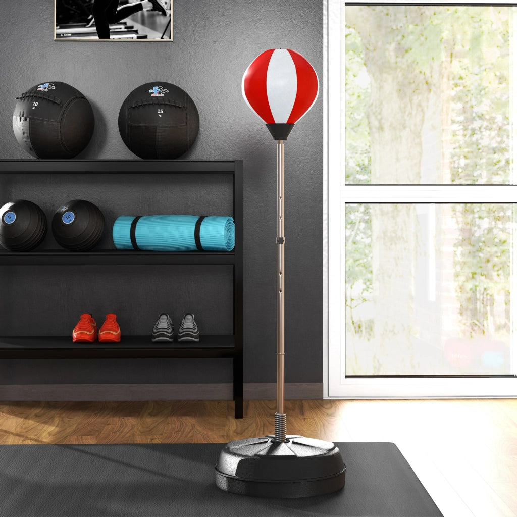 Punching Ball ¨C zephmum ¨C Rosso e Bianco, Altezza Regolabile 126-144 cm