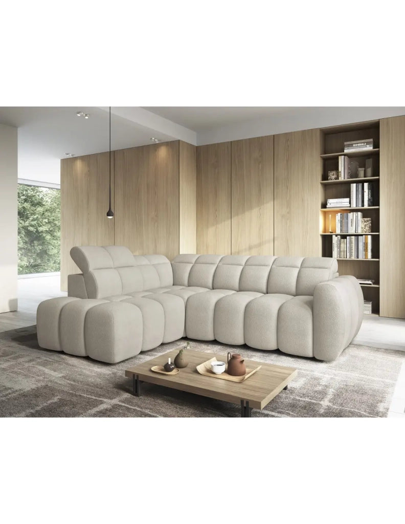 Divano angolare elettrico RONDA 4 posti beige – angolo sinistro