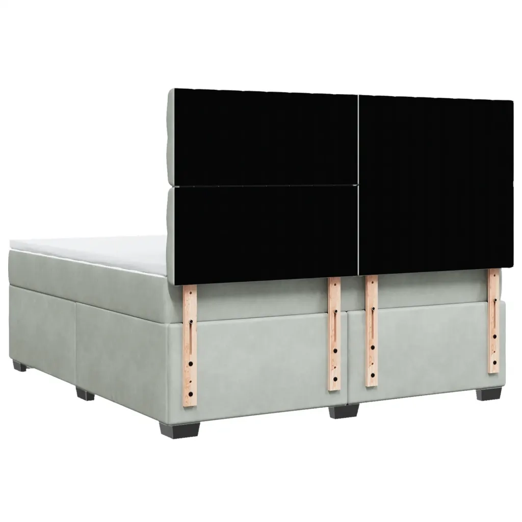 Giroletto a Molle con Materasso Grigio Chiaro 180x200cm Velluto