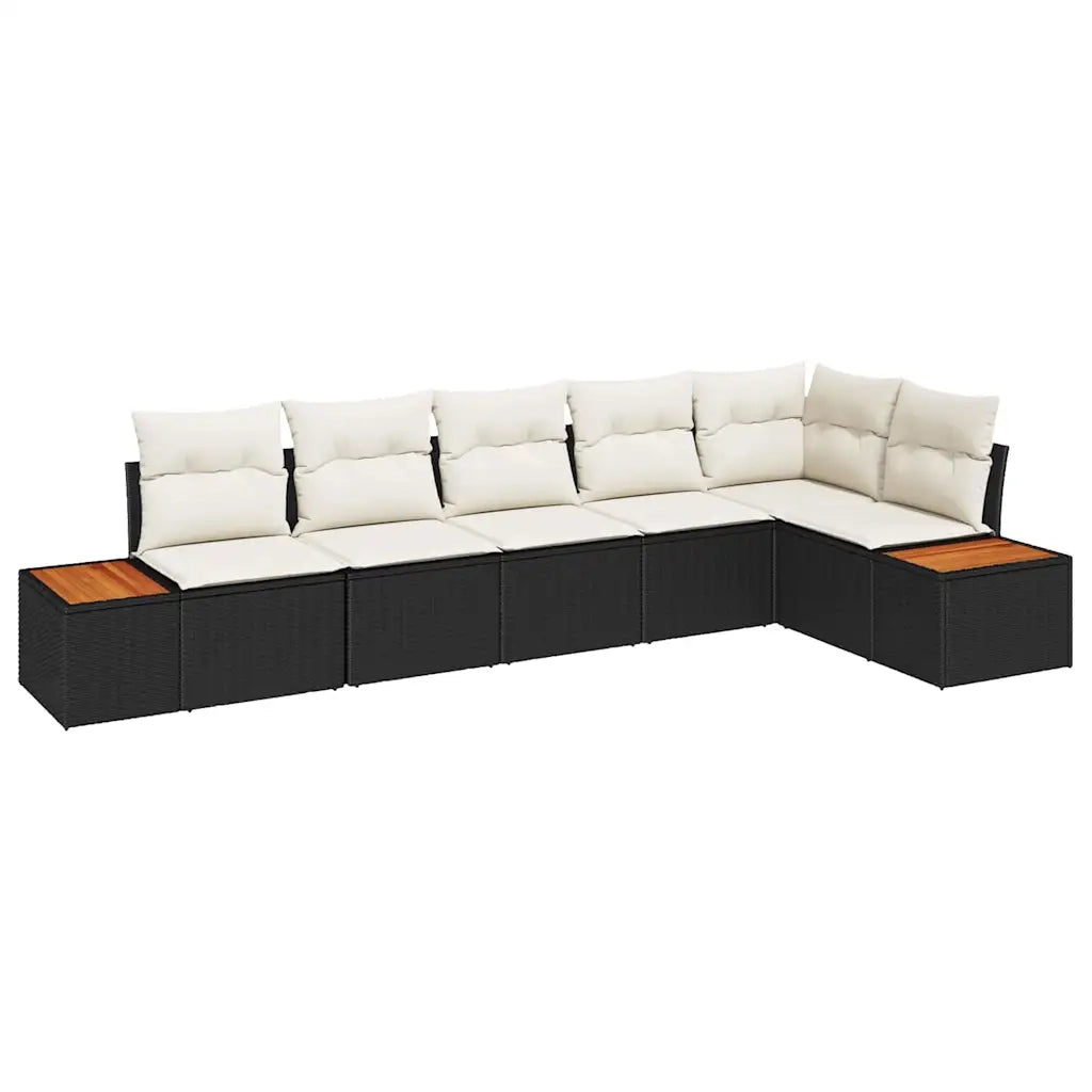 Set Divano da Giardino con cuscino 6 pcs Nero Poly Rattan 3348093