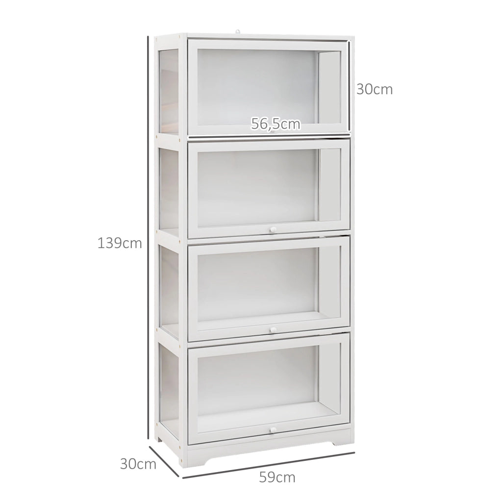 Libreria 4 Livelli con Ante ¨C zephmum ¨C 59x30x139 cm Bianco