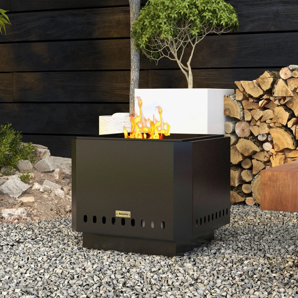 Braciere da Giardino ¨C Xylo ¨C Acciaio Nero con Attizzatoio 48x48x41 cm