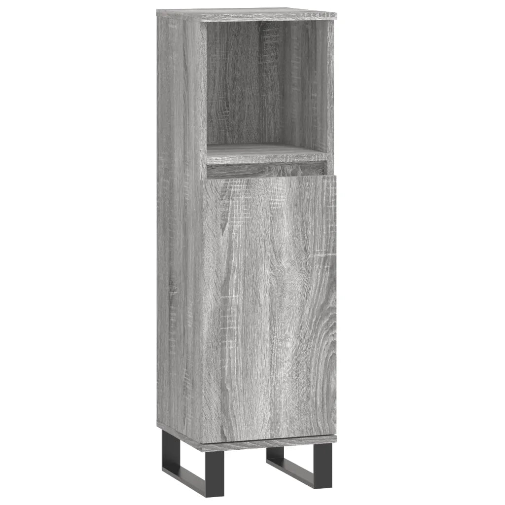 Set Mobili da Bagno 3 pz Grigio Sonoma in Legno Multistrato 3190313