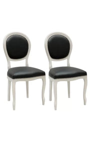 Set 2 sedie shabby  legno imbottita ecopelle nero 50x47x100 - Mobili 2G