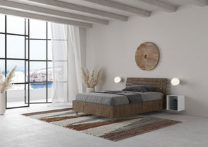 Letto 1 Piazza e Mezzo 120x200 cm con Rete Testata Doghe Inclinata Ankel Noce