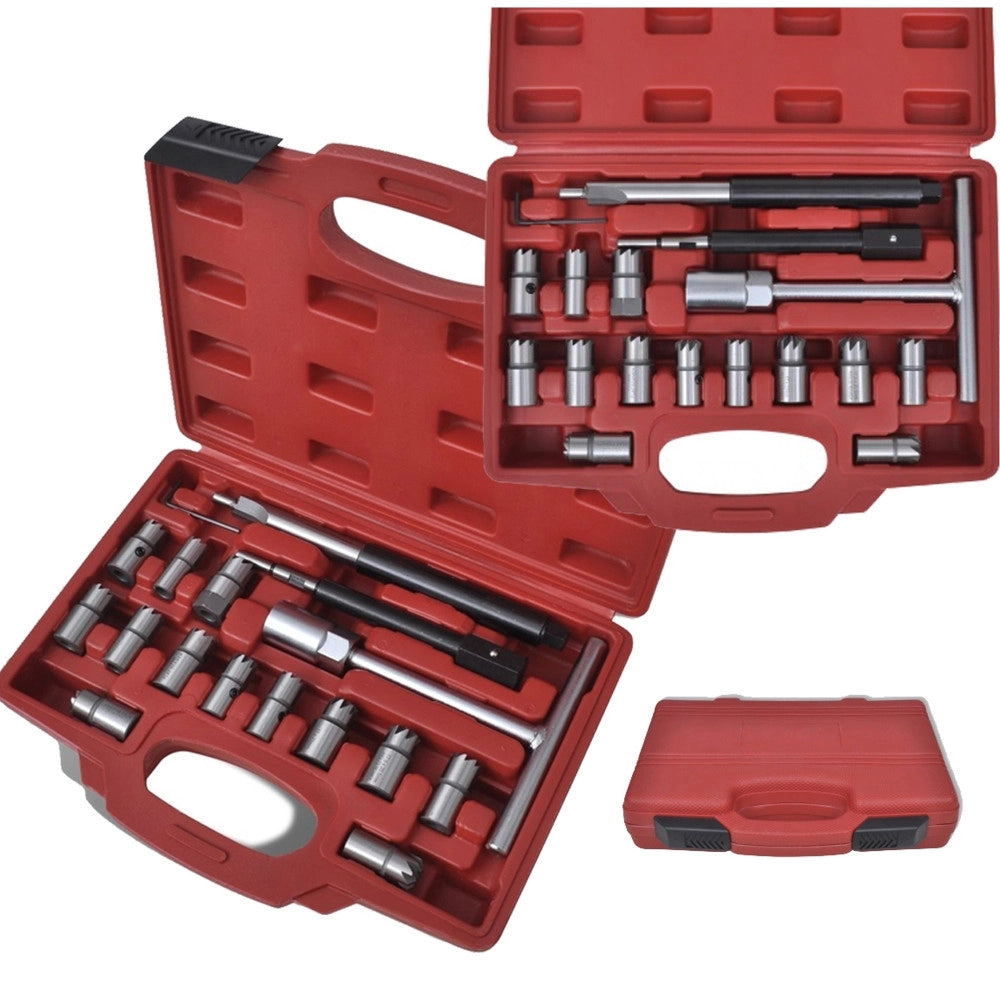 Trade Shop - Set Kit Alesatori Per La Pulizia Iniettore Iniettori Auto Motore Diesel 17 Pz -