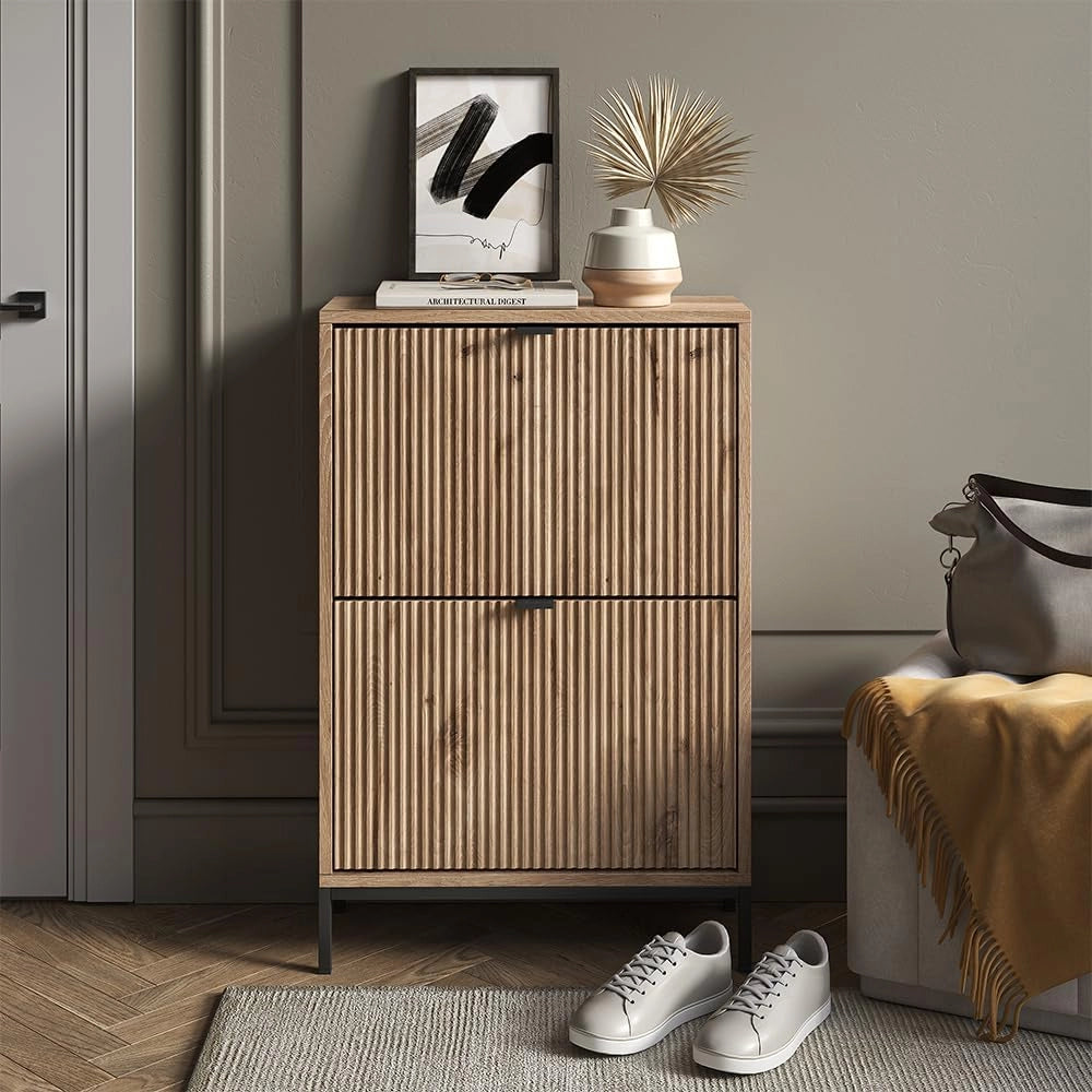 Scarpiera da ingresso Eliza, Bianco, 60 x 92 cm con cassetti