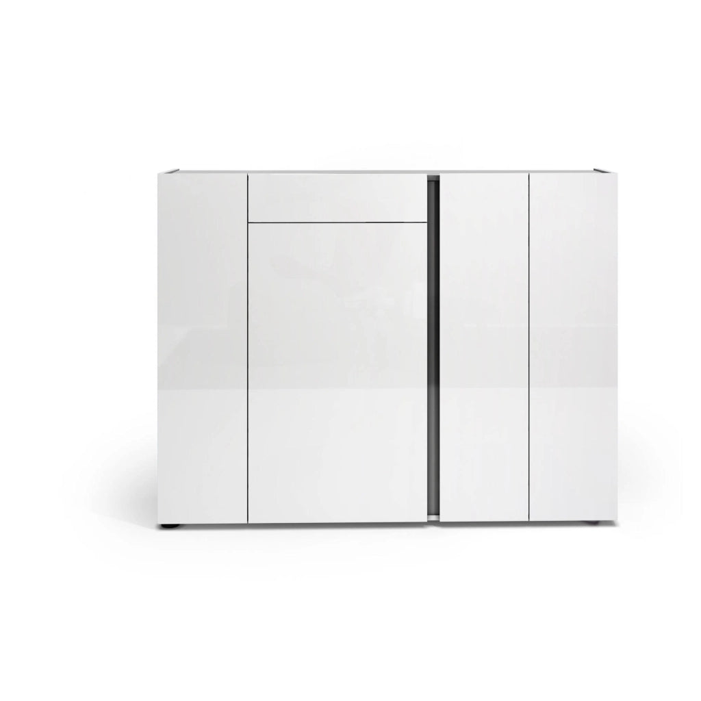 Mobile Portascarpe Aureliano, Scarpiera 14 Ripiani Made in Italy, 149x33x115h cm Bianco Lucido