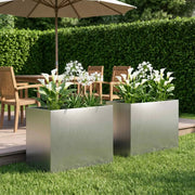 Vaso da giardino 2 pz Argento 60 x 40 x 50 cm Acciaio Inox 8005703