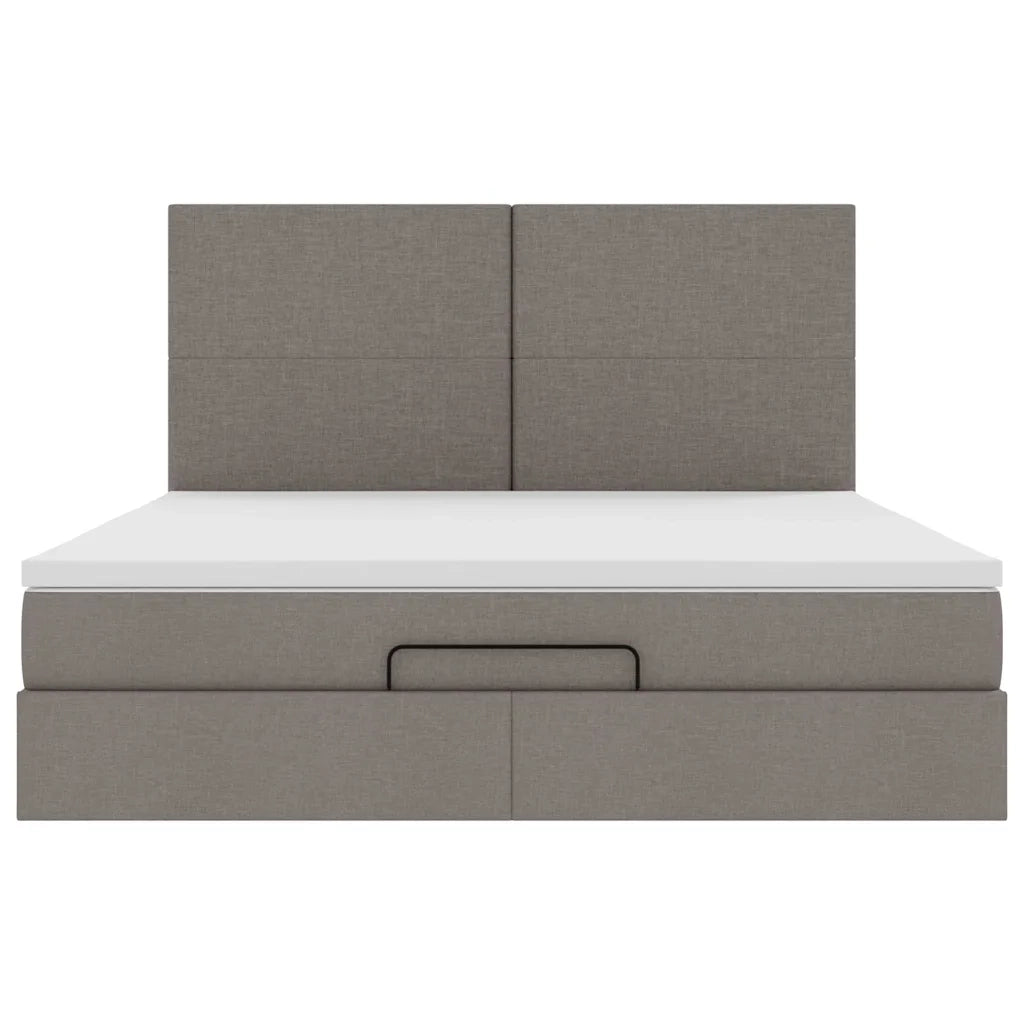 Struttura Letto Pouf con Materasso Tortora 160x200cm in Tessuto 3313089
