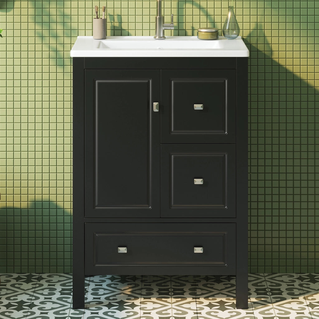 Mobile Sottolavabo con Cassetti e Anta ¨C Minimal ¨C Bianco Lucido 62x47x90cm