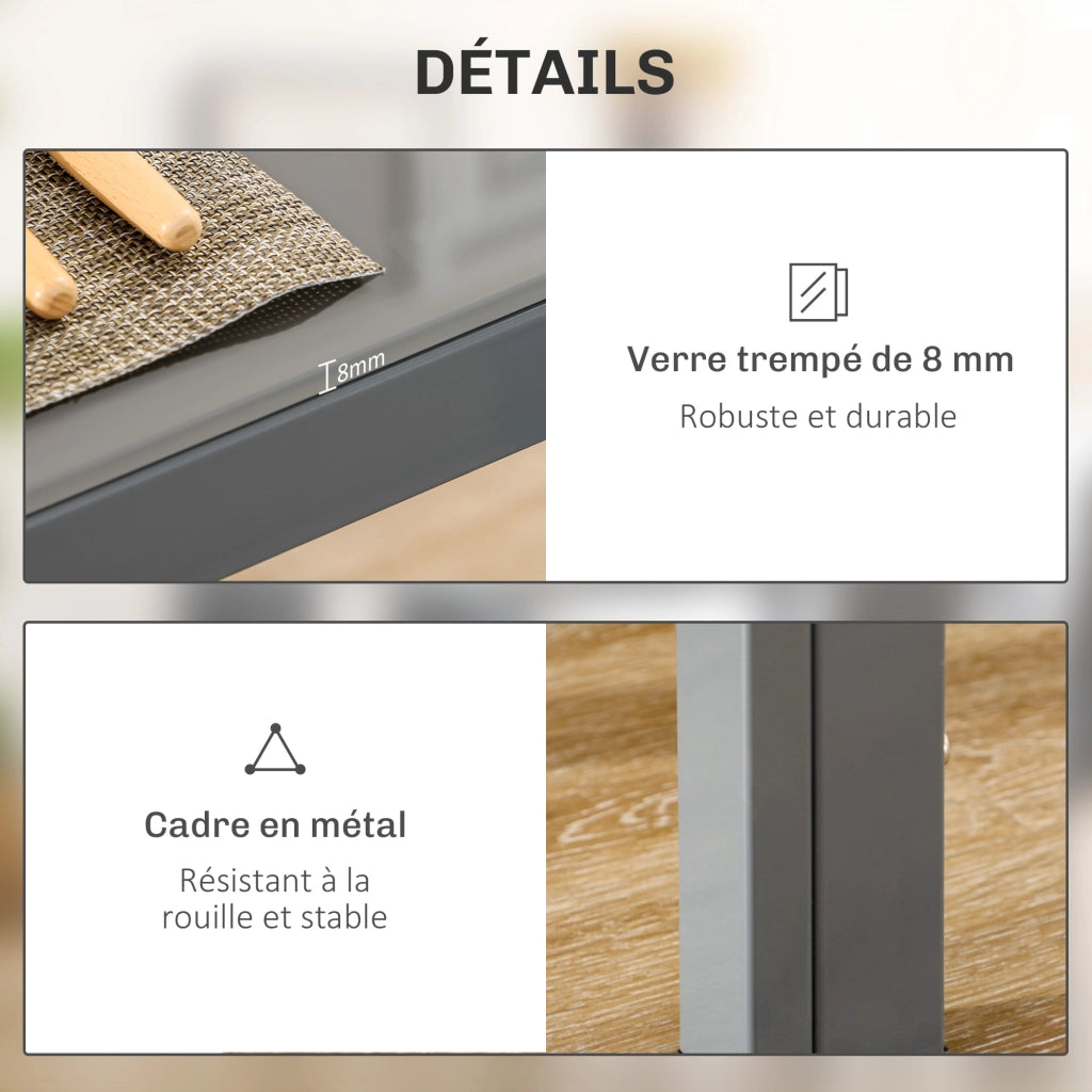 Set tavolo da pranzo con 4 sedie ¨C Xylo ¨C Piano 120x70x75 cm tessuto sintetico grigio