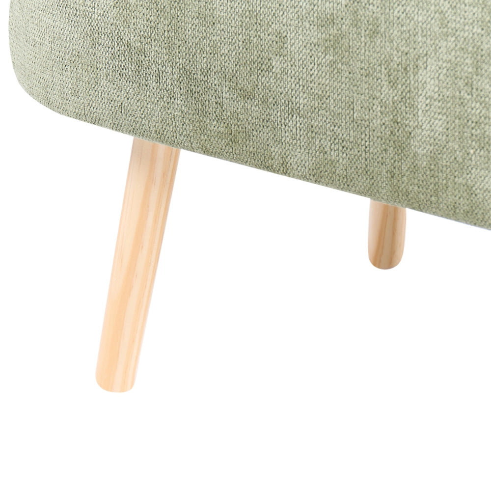 Panca in tessuto cinigliato verde con gambe in legno di pino e contenitore per camera da letto, soggiorno e accessori