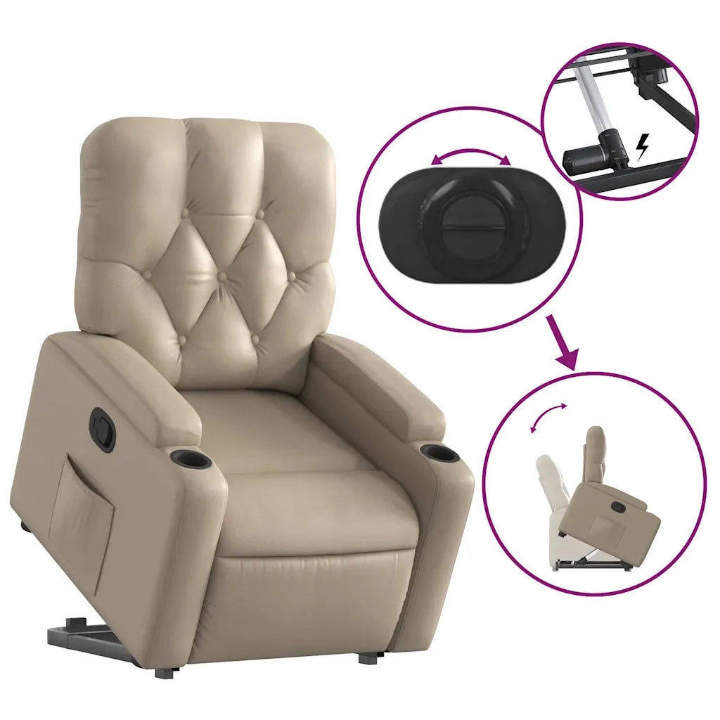 vidaXL Poltrona Alzapersona Reclinabile Cappuccino in Similpelle
