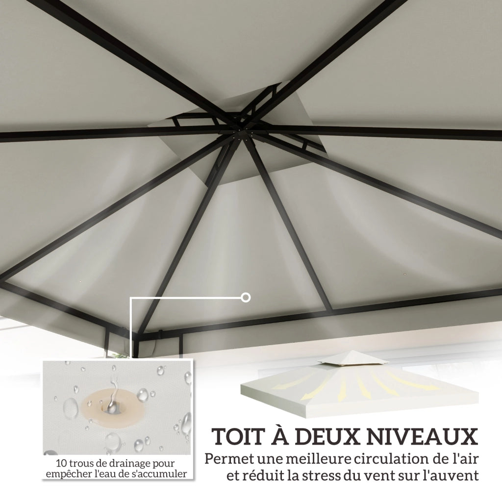 Telo di Ricambio per Gazebo 3x3 m ¨C zephmum ¨C Crema