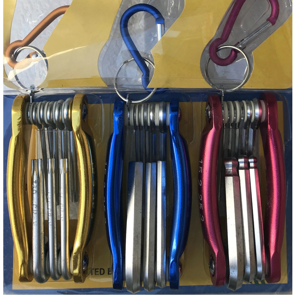 Trade Shop - Kit Set 24 Pezzi Chiavini Pieghevoli Torx Forati Esagonali Sferici Ball Point -