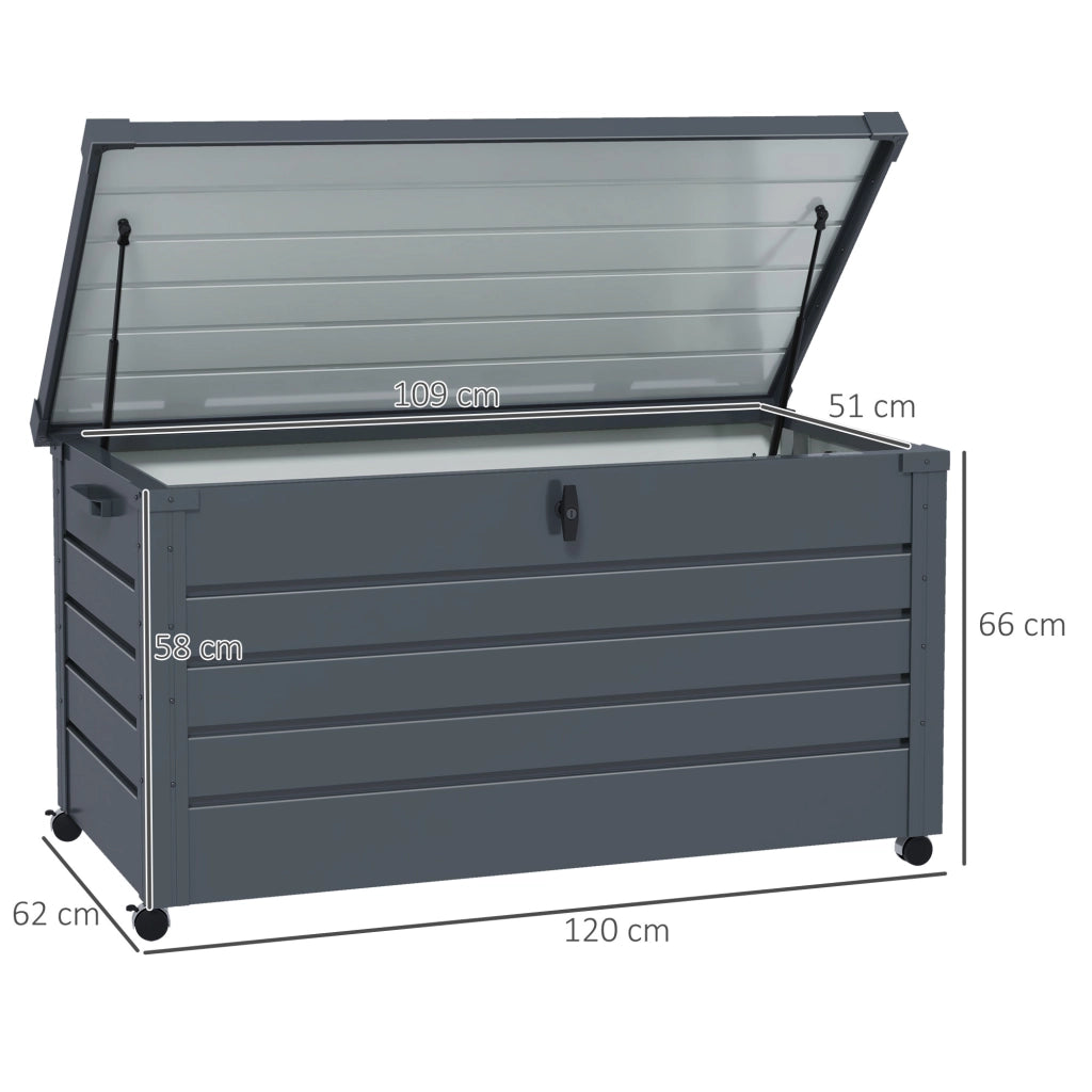 Cassa per Giardino in Acciaio Galvanizzato ¨C zephmum ¨C Grigio Scuro 120x62x66 cm
