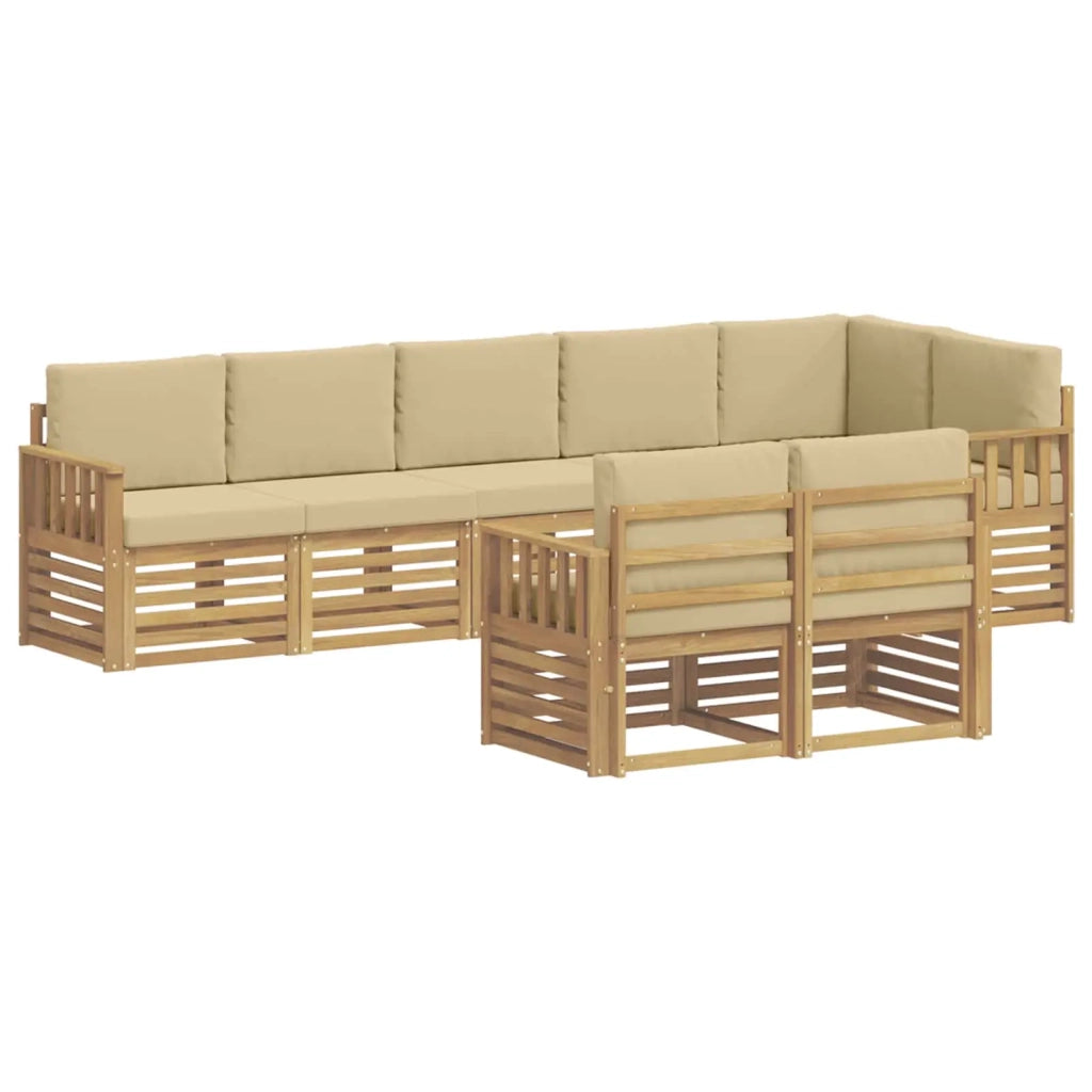Set di divani da esterno 8 pcs Bianco e Beige