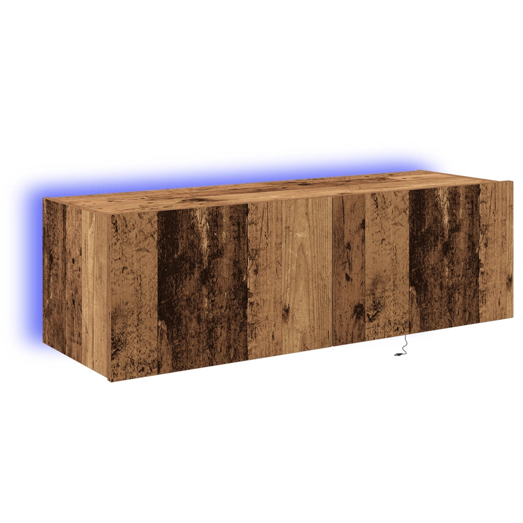 Mobile da TV  con luci LED in legno vecchio 100x35x31 cm