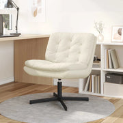 vidaXL Poltrona Relax con Base Girevole Crema 63 x 75 x 76 cm Velluto