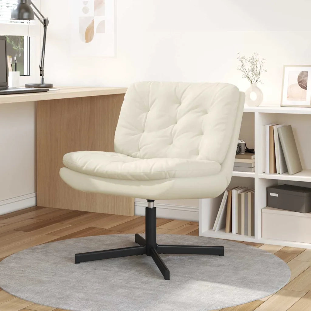 vidaXL Poltrona Relax con Base Girevole Crema 63 x 75 x 76 cm Velluto