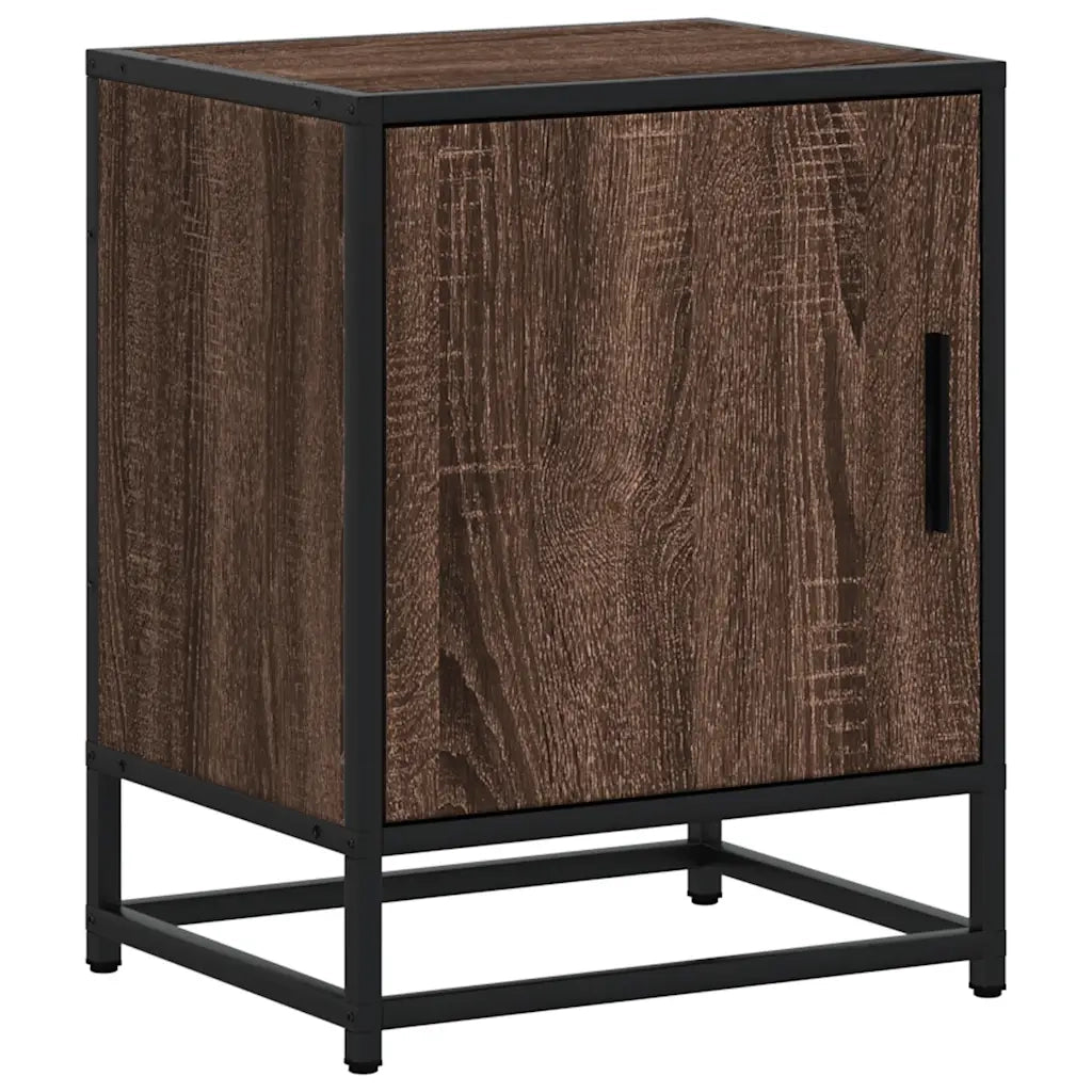 Comodini Rovere Marrone 2 pz-Set di 2 Tavolino da notte Legno Multistrato e Metallo