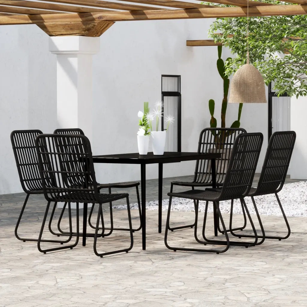Set Mobili da Pranzo per Giardino 7 pz Nero cod mxl 37723
