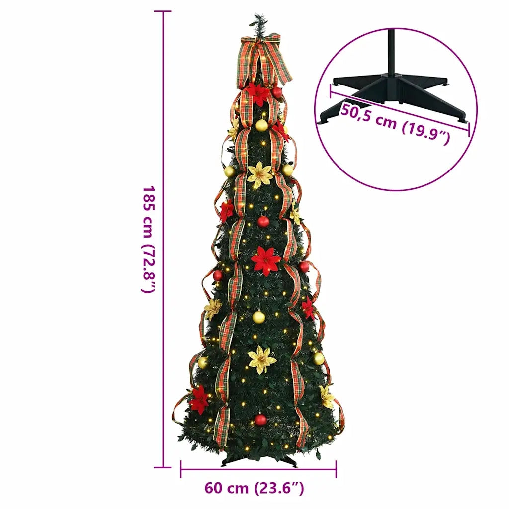 Albero di Natale | Decorazioni natalizie artificiale con 150 LED Verde 185 cm PVC