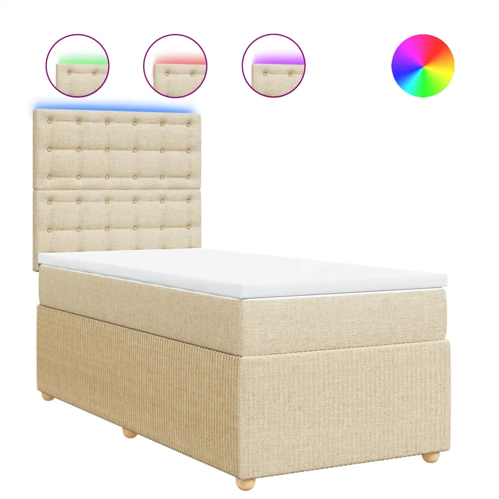 Giroletto a Molle con Materasso Crema 90x190 cm in Tessuto