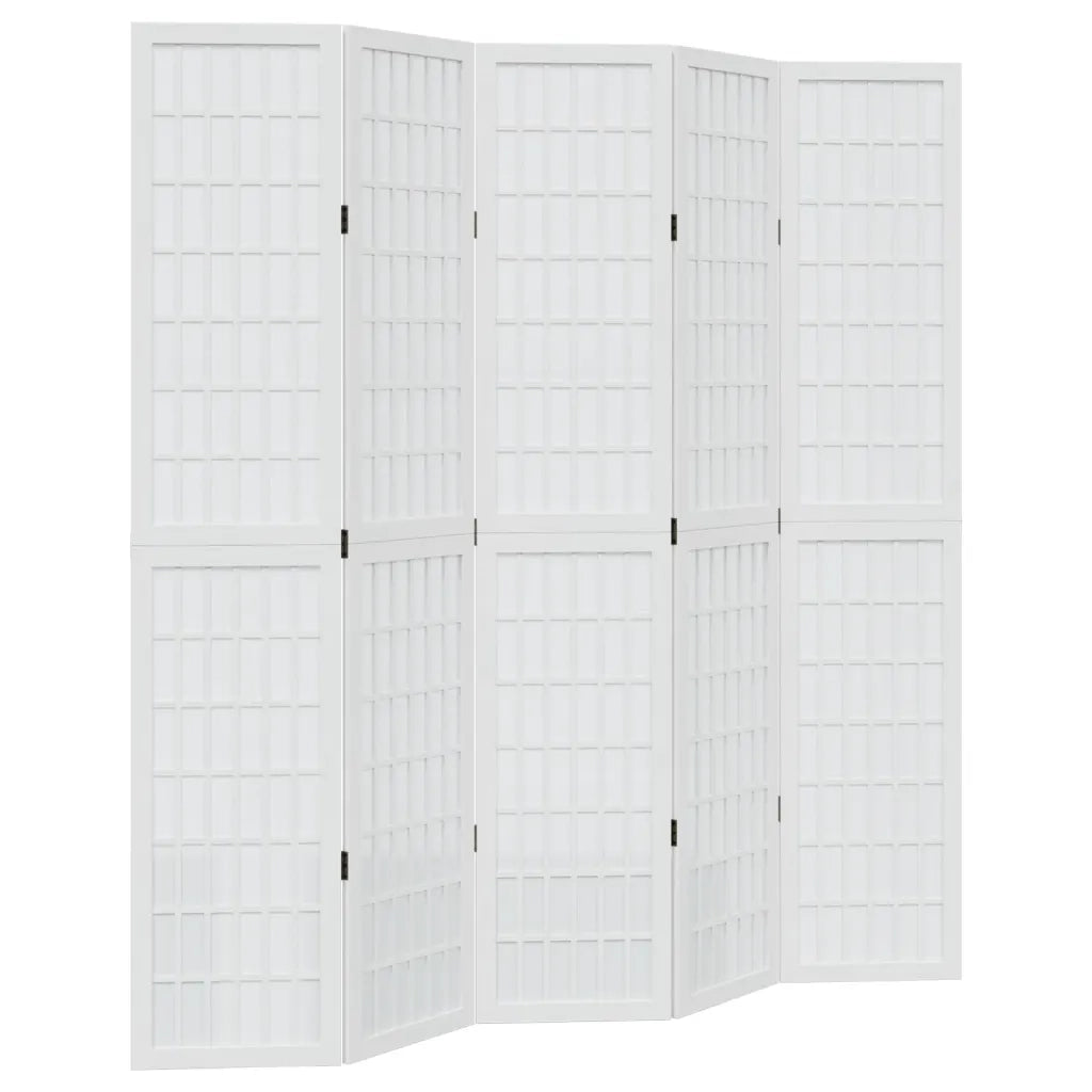 Divisorio Ambienti 5Pannelli Bianco Legno Massello di Paulownia 358791
