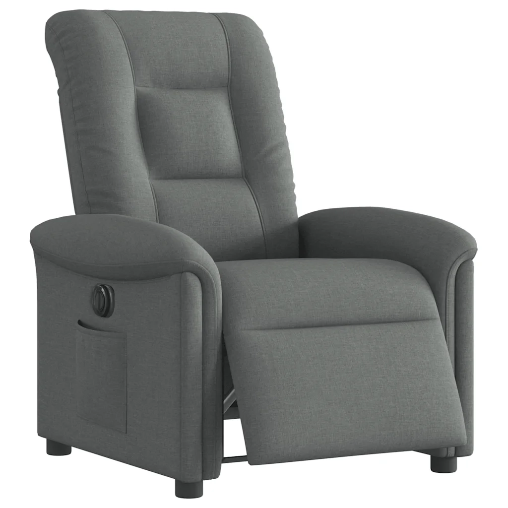 Poltrona | Sedia Relax Elettrica Reclinabile Grigio Scuro in Tessuto