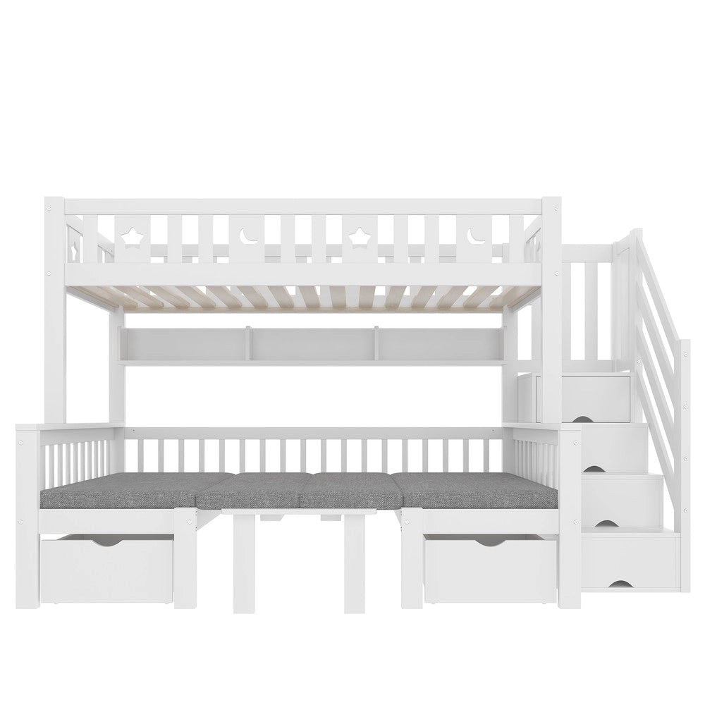 Letto a soppalco multifunzionale con scrivania e scala contenitore ¨C MINIMAL ¨C Bianco, 90x200cm
